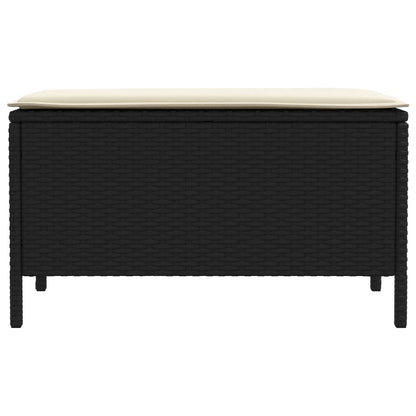 Tuinvoetenbank Zwart en Crème 80 x 38 x 45 cm PE Rattan