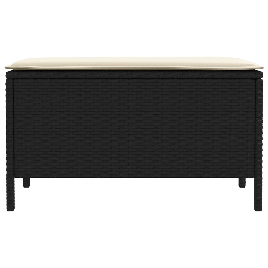 Tuinvoetenbank Zwart en Crème 80 x 38 x 45 cm PE Rattan