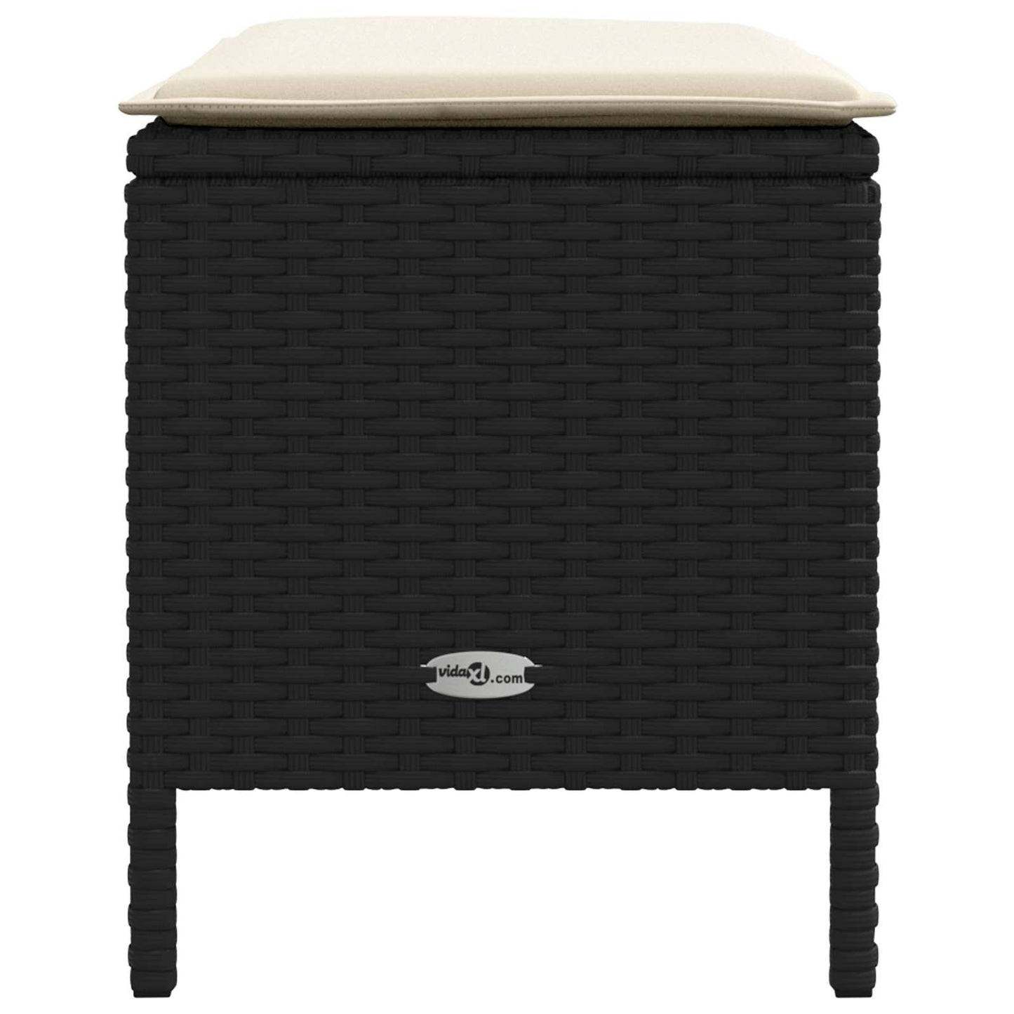 Tuinvoetenbank Zwart en Crème 80 x 38 x 45 cm PE Rattan