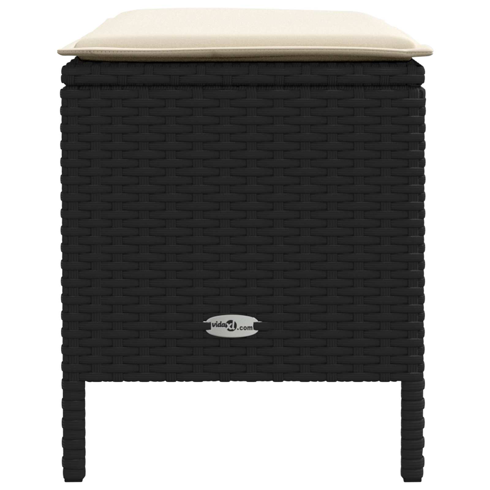 Tuinvoetenbank Zwart en Crème 80 x 38 x 45 cm PE Rattan