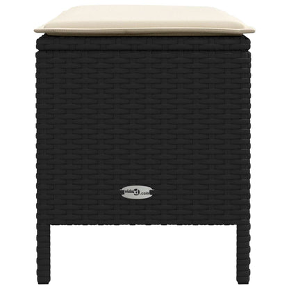 Tuinvoetenbank Zwart en Crème 80 x 38 x 45 cm PE Rattan