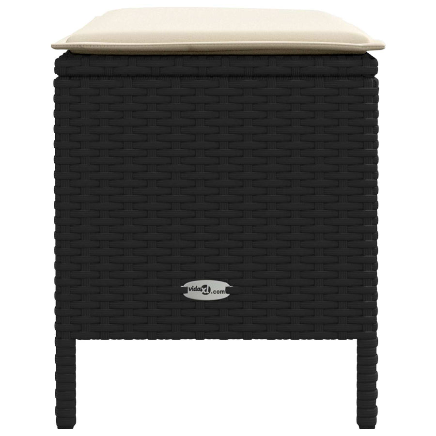 Tuinvoetenbank Zwart en Crème 80 x 38 x 45 cm PE Rattan