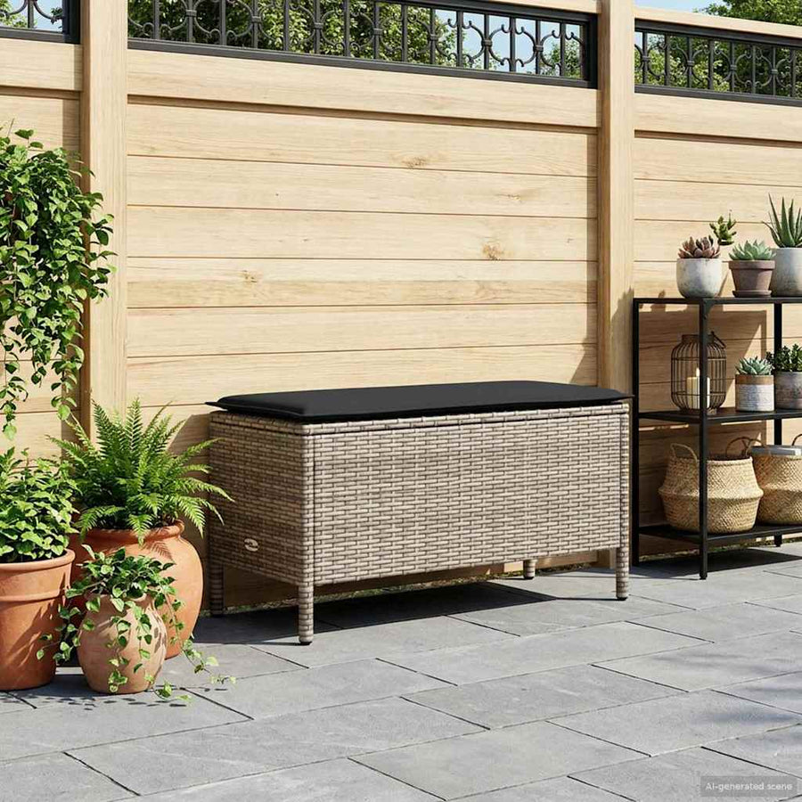 Tuinvoetenbank Grijs en Donkergrijs 80 x 38 x 45 cm PE Rattan
