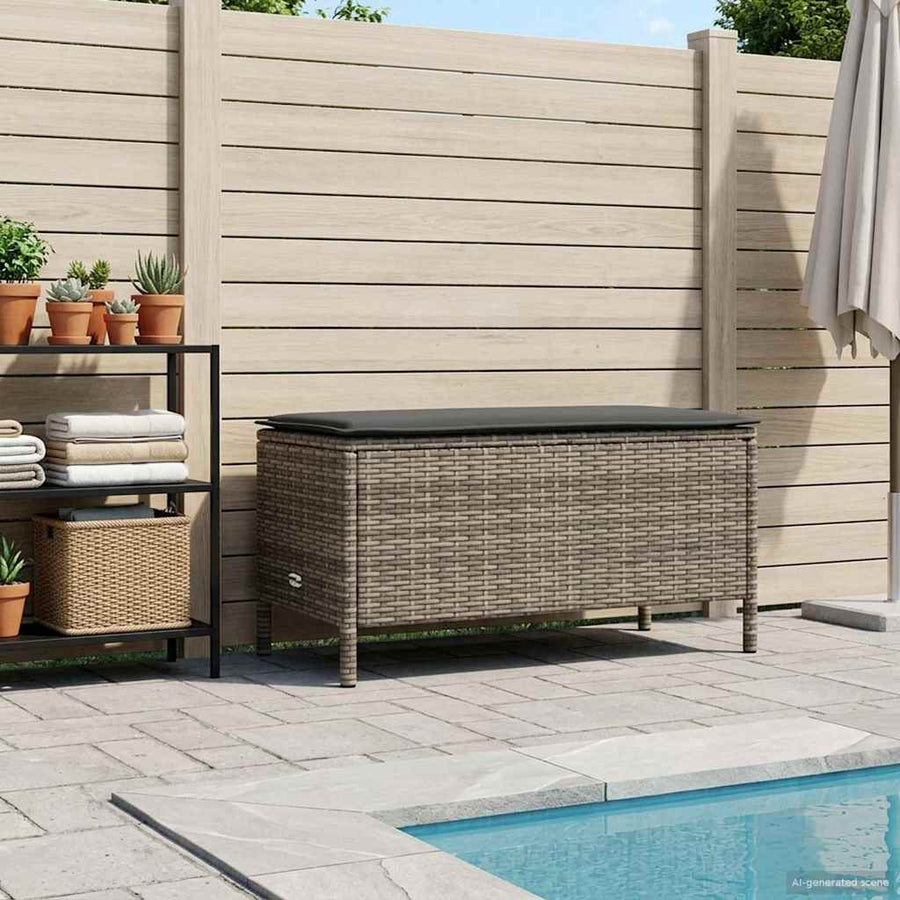 Tuinvoetenbank Grijs en Donkergrijs 80 x 38 x 45 cm PE Rattan