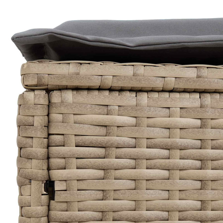 Tuinvoetenbank Beige en Licht Grijs 80 x 38 x 42 cm PE Rattan