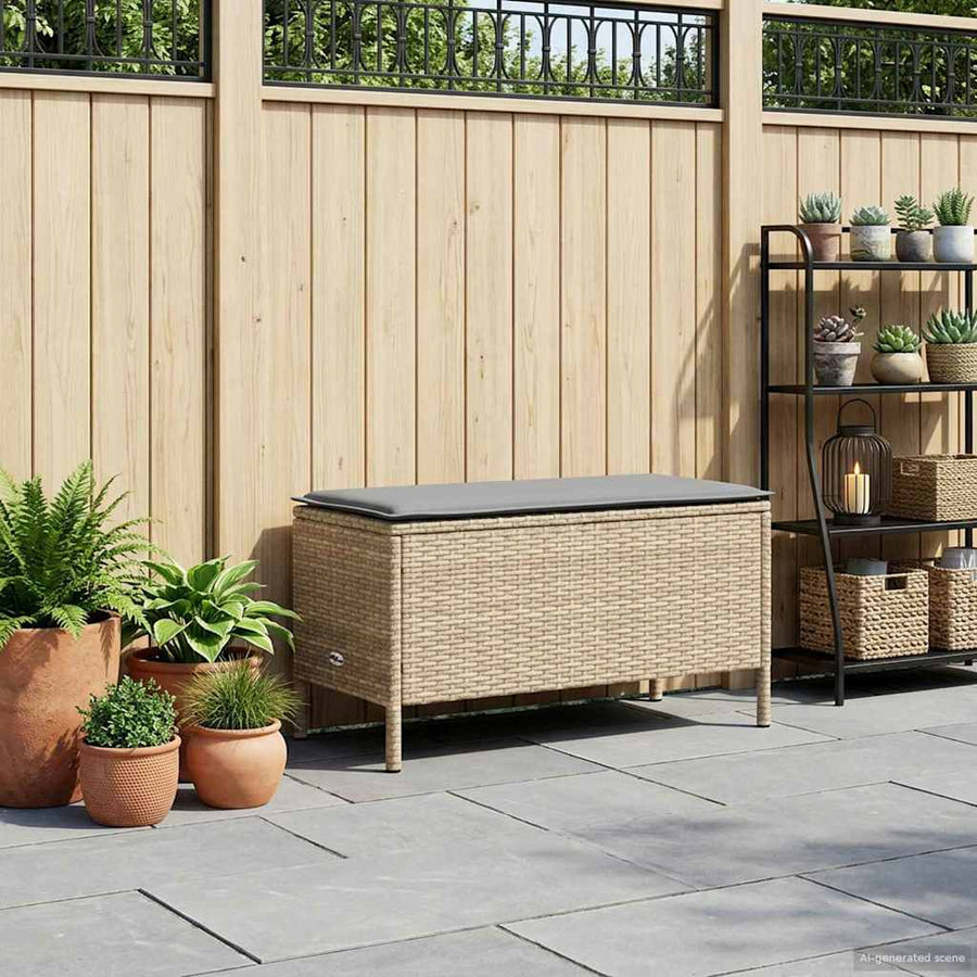 Tuinvoetenbank Beige en Licht Grijs 80 x 38 x 42 cm PE Rattan