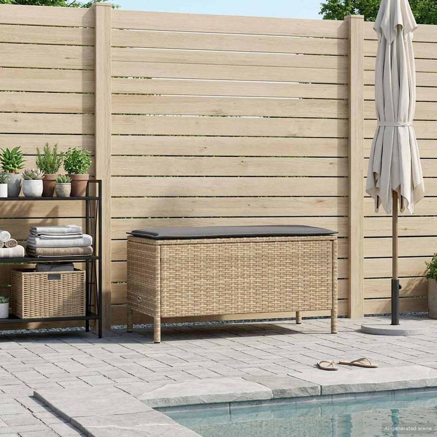 Tuinvoetenbank Beige en Licht Grijs 80 x 38 x 42 cm PE Rattan
