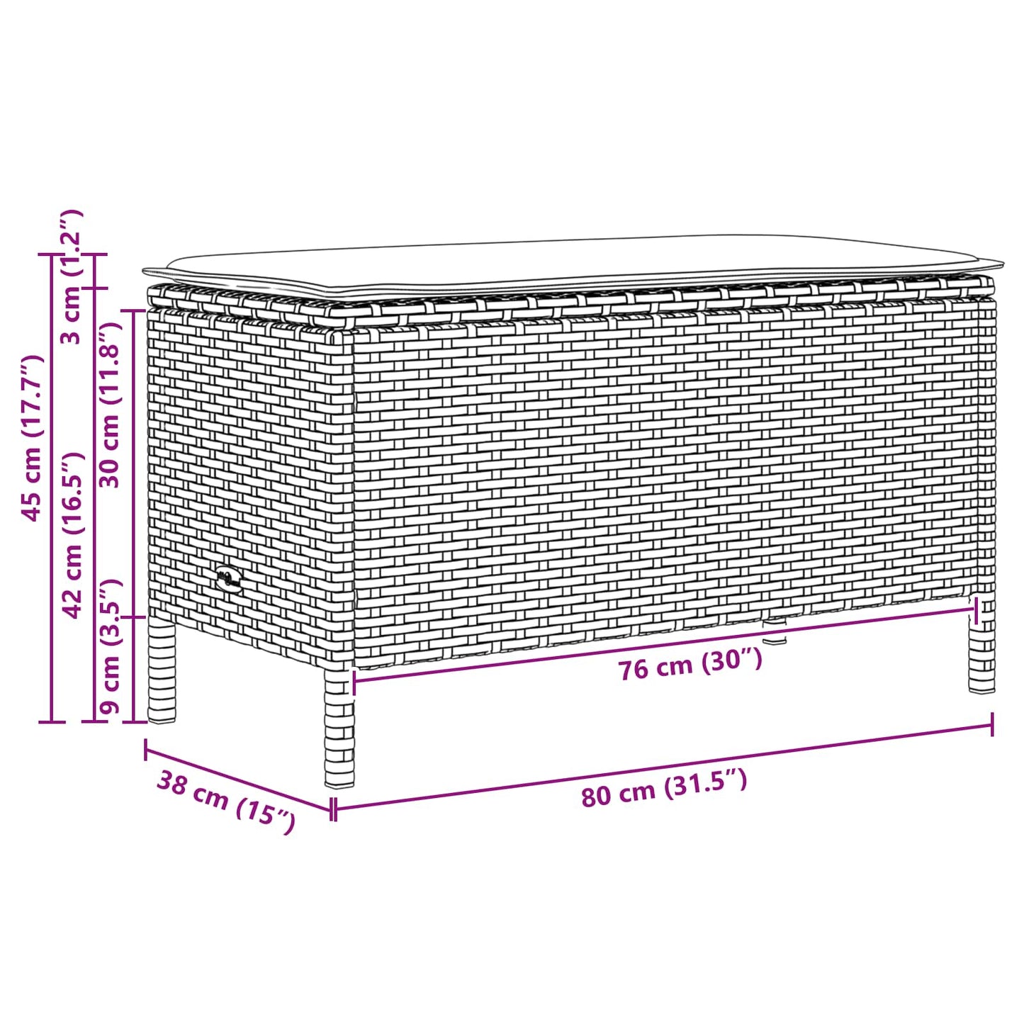 Tuinvoetenbank Beige en Licht Grijs 80 x 38 x 42 cm PE Rattan