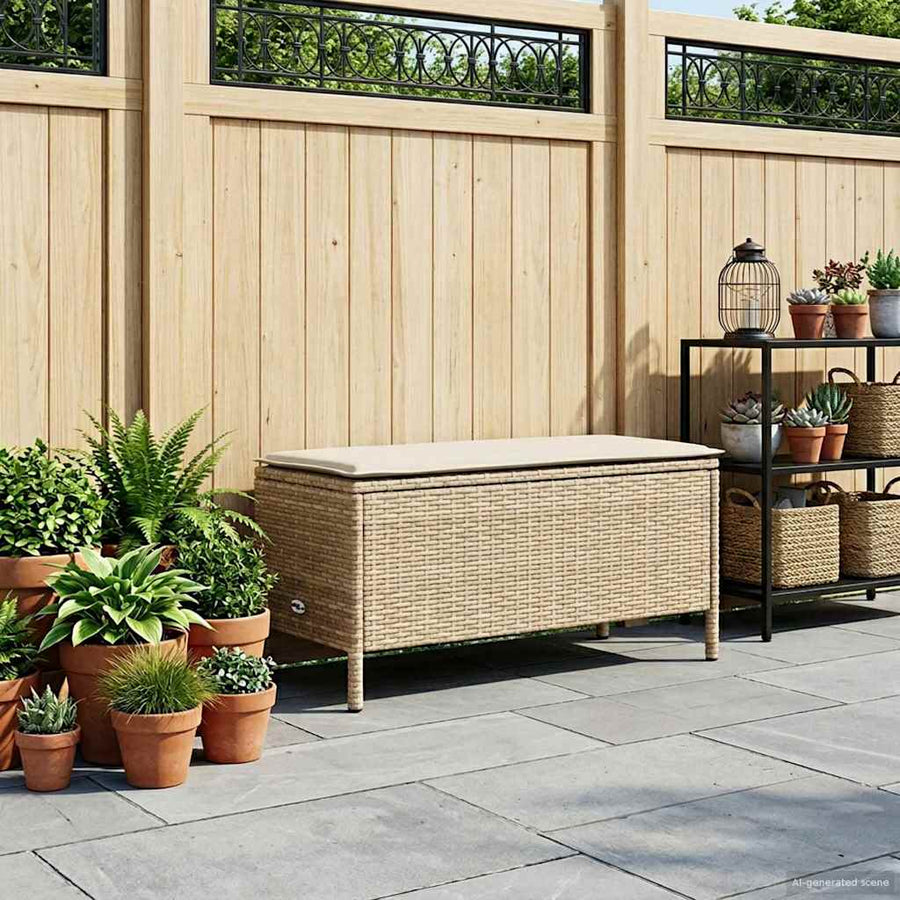 Tuinvoetenbank Beige en Crème 80 x 38 x 42 cm PE Rattan