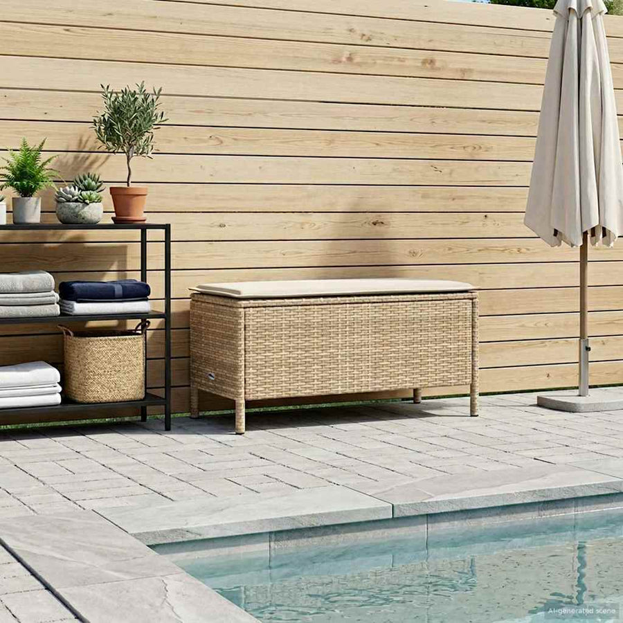Tuinvoetenbank Beige en Crème 80 x 38 x 42 cm PE Rattan