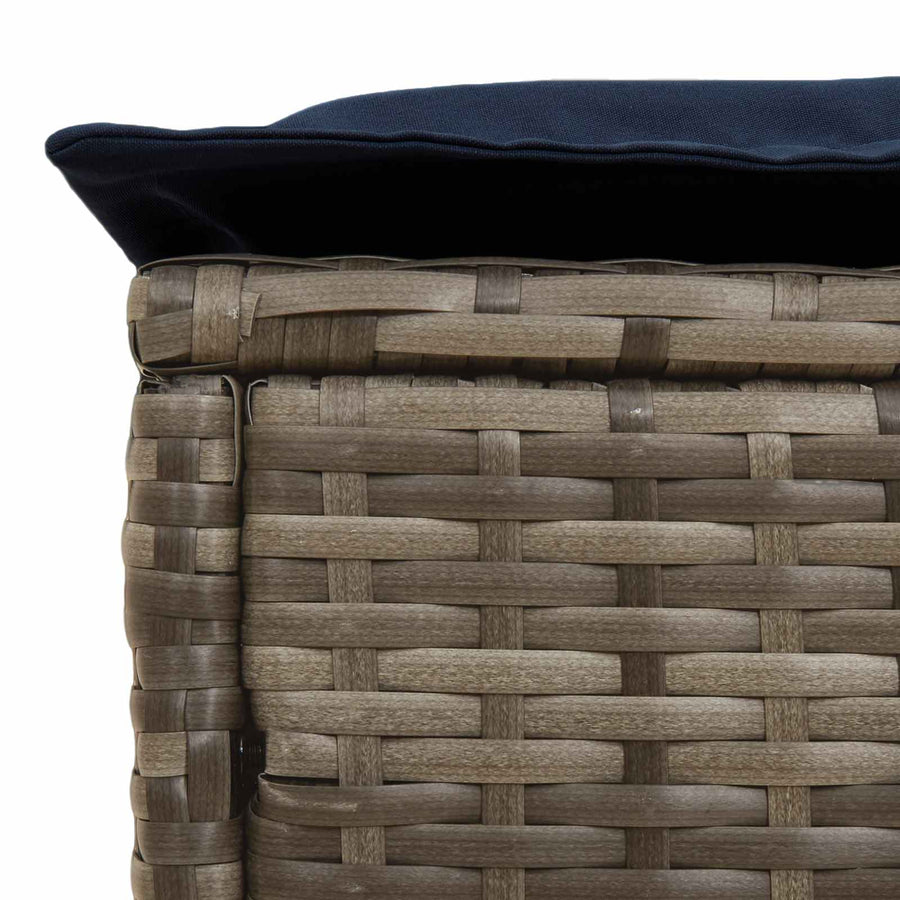 Tuinvoetenbank Grijs en Marineblauw 80 x 38 x 42 cm PE Rattan