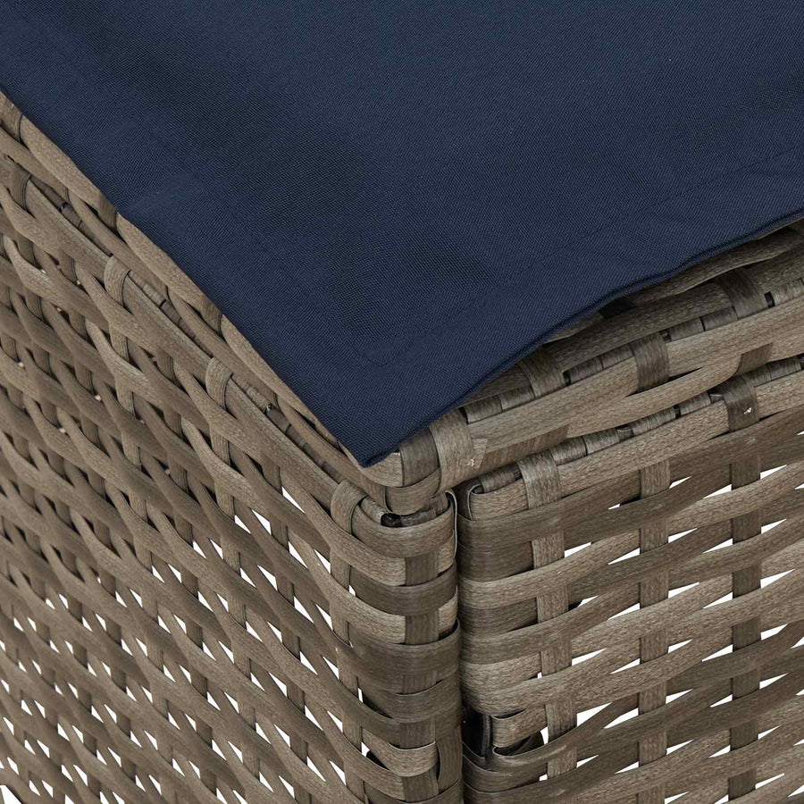 Tuinvoetenbank Grijs en Marineblauw 80 x 38 x 42 cm PE Rattan