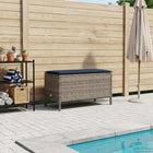 Tuinvoetenbank 80x38x42 cm PE Rattan grijs marineblauw