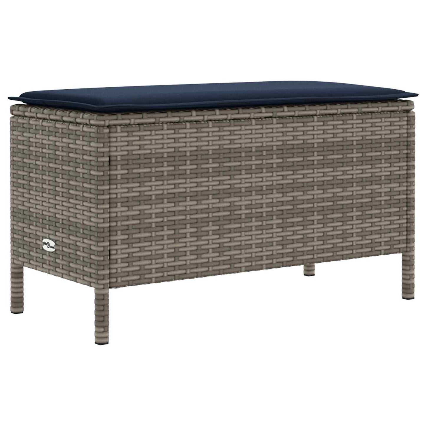 Tuinvoetenbank Grijs en Marineblauw 80 x 38 x 42 cm PE Rattan