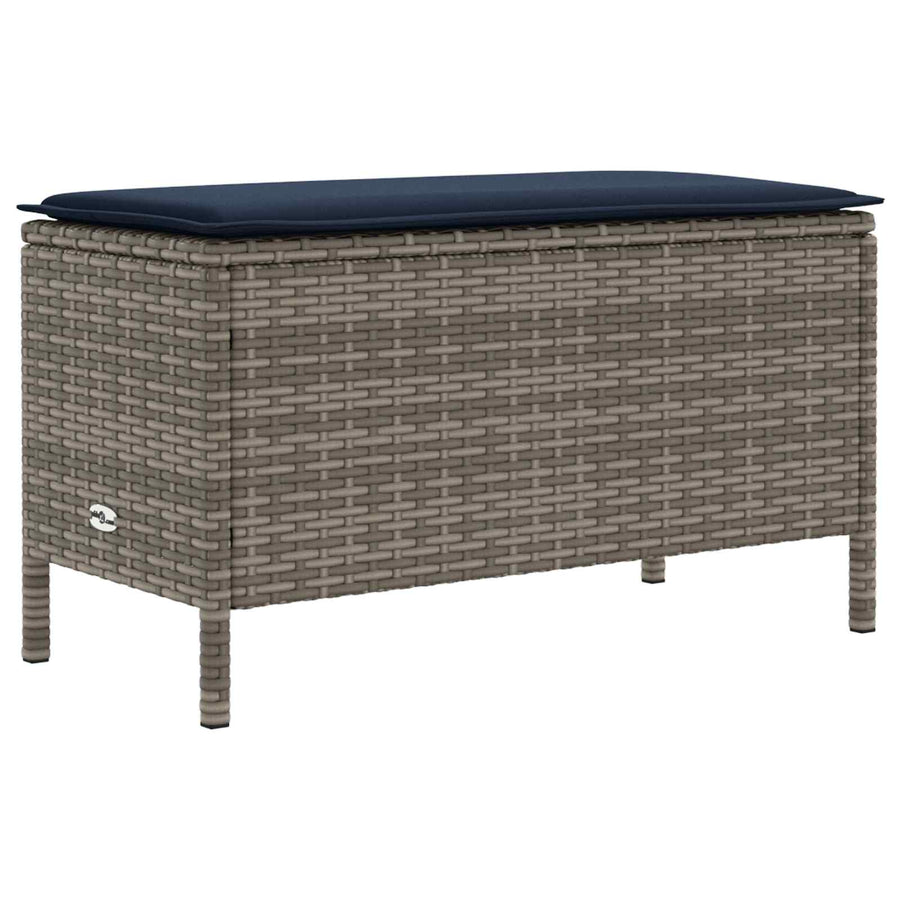 Tuinvoetenbank Grijs en Marineblauw 80 x 38 x 42 cm PE Rattan