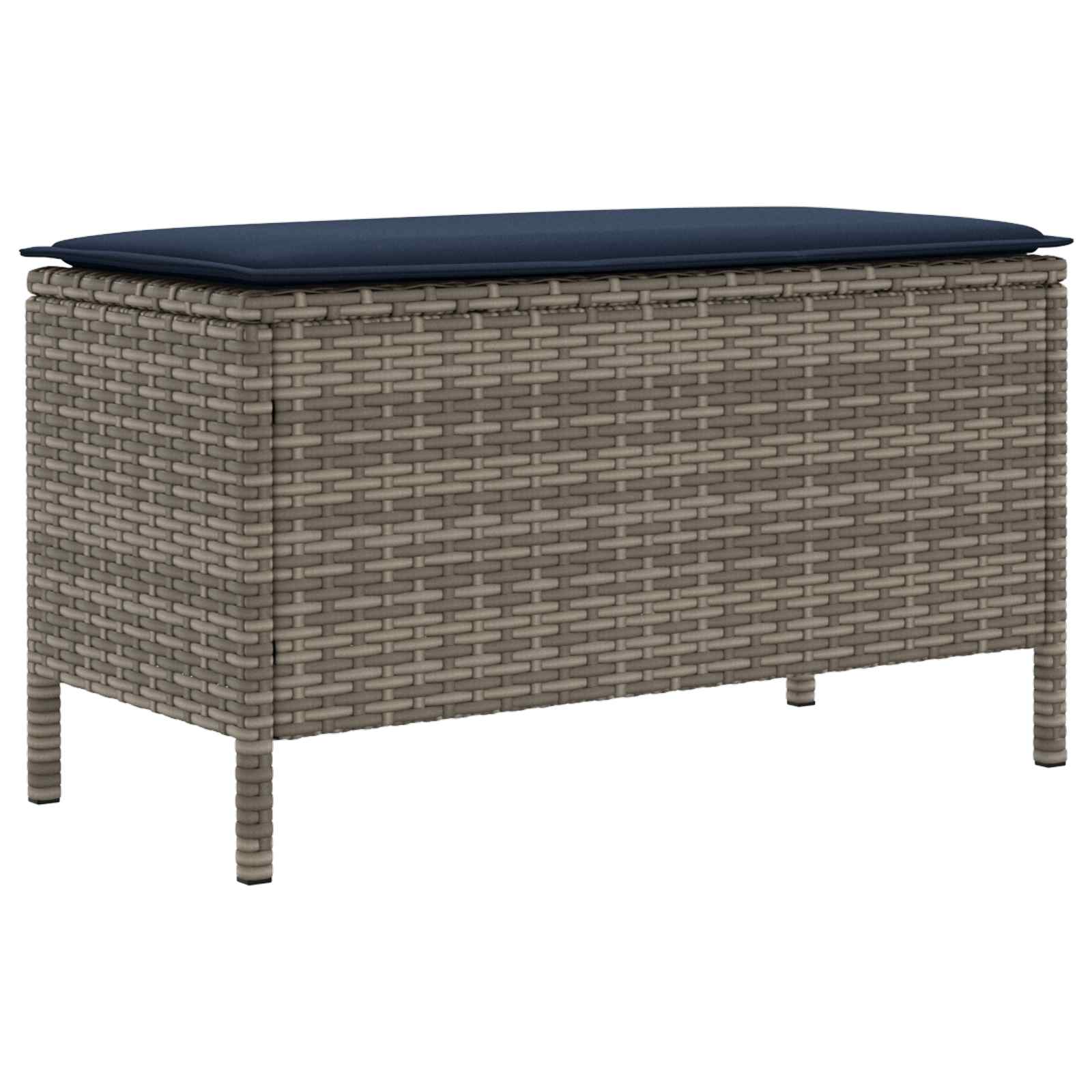 Tuinvoetenbank Grijs en Marineblauw 80 x 38 x 42 cm PE Rattan
