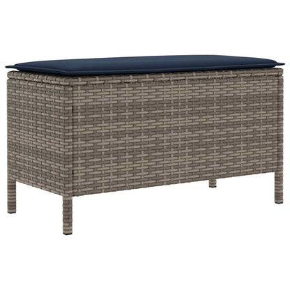 Tuinvoetenbank Grijs en Marineblauw 80 x 38 x 42 cm PE Rattan