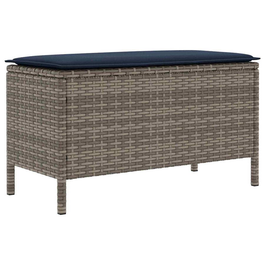 Tuinvoetenbank Grijs en Marineblauw 80 x 38 x 42 cm PE Rattan