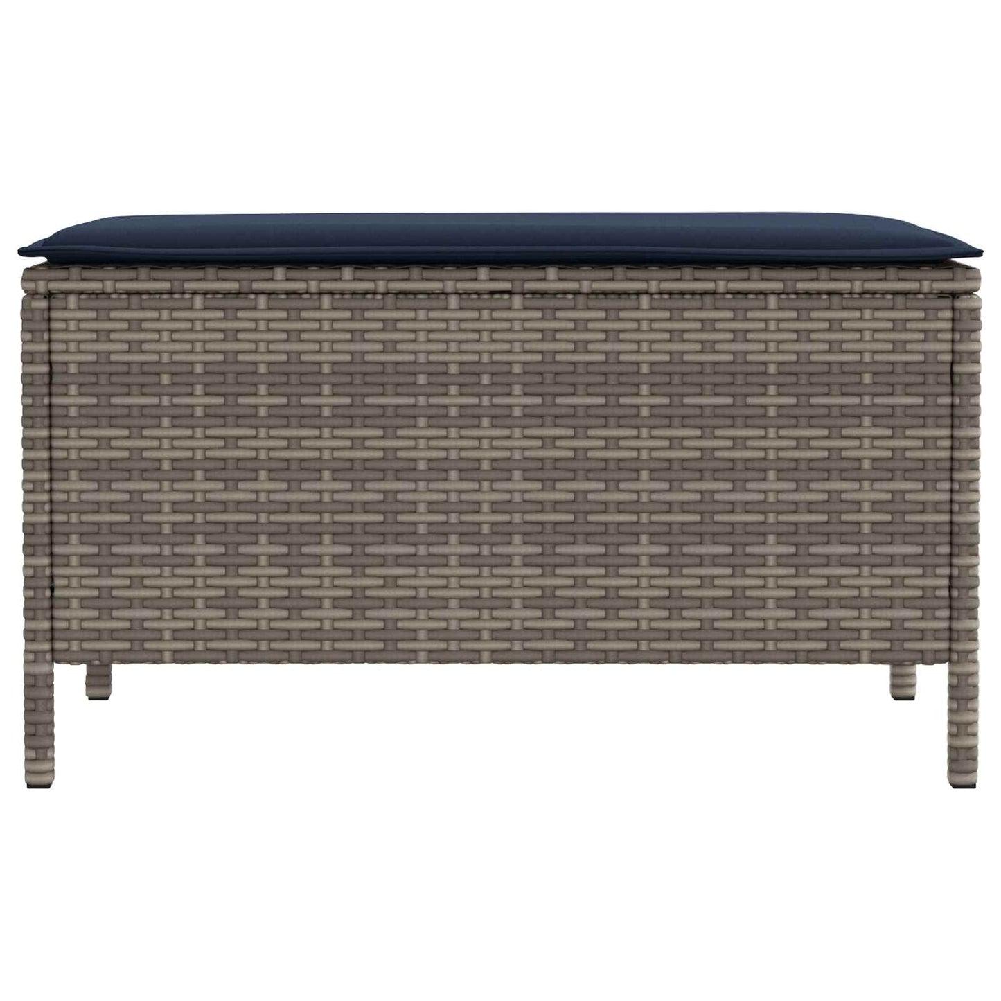 Tuinvoetenbank Grijs en Marineblauw 80 x 38 x 42 cm PE Rattan