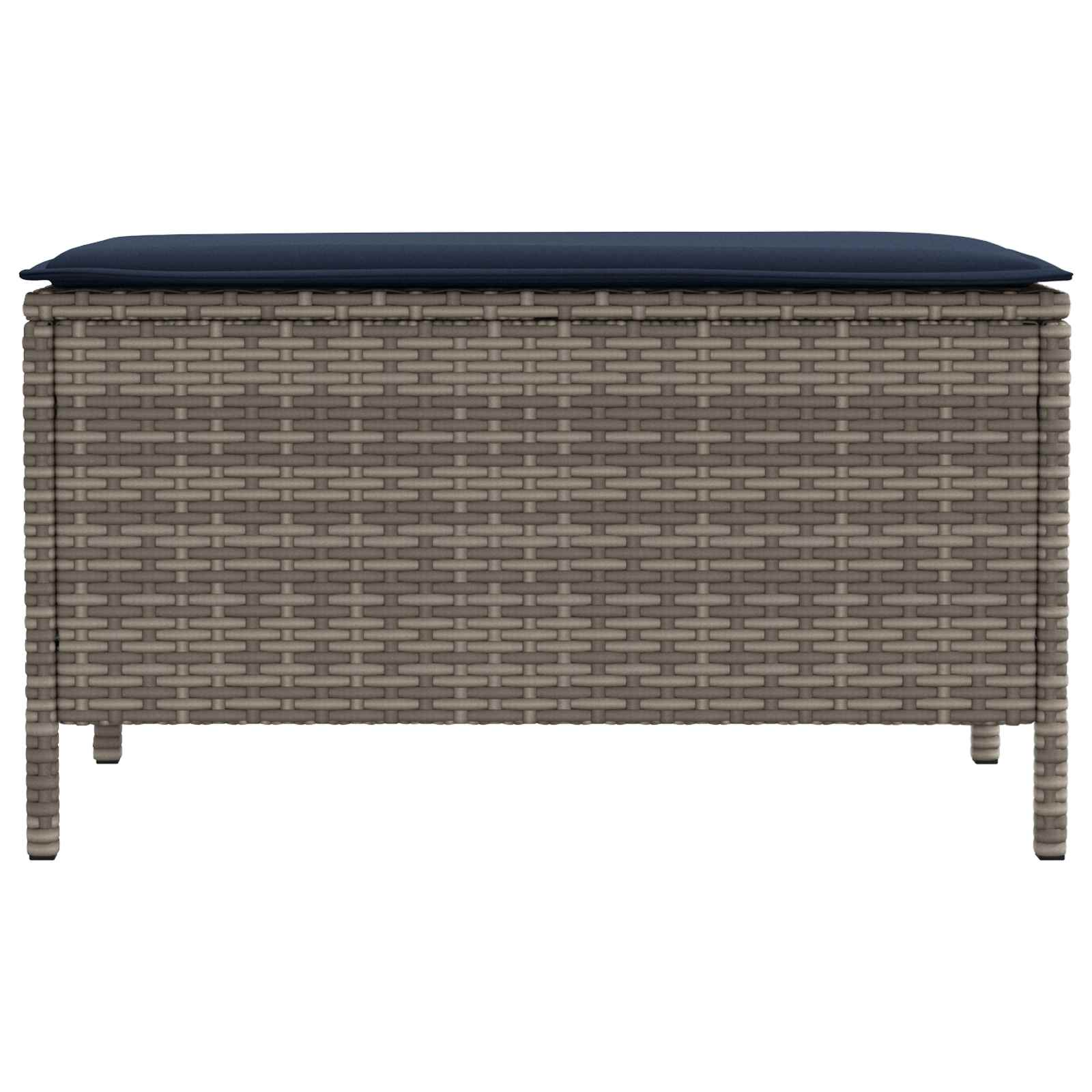Tuinvoetenbank Grijs en Marineblauw 80 x 38 x 42 cm PE Rattan