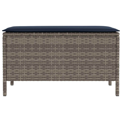 Tuinvoetenbank Grijs en Marineblauw 80 x 38 x 42 cm PE Rattan