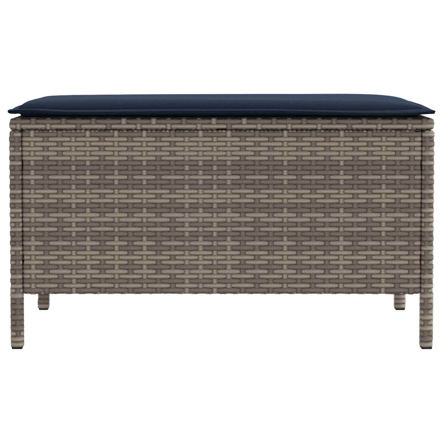 Tuinvoetenbank Grijs en Marineblauw 80 x 38 x 42 cm PE Rattan