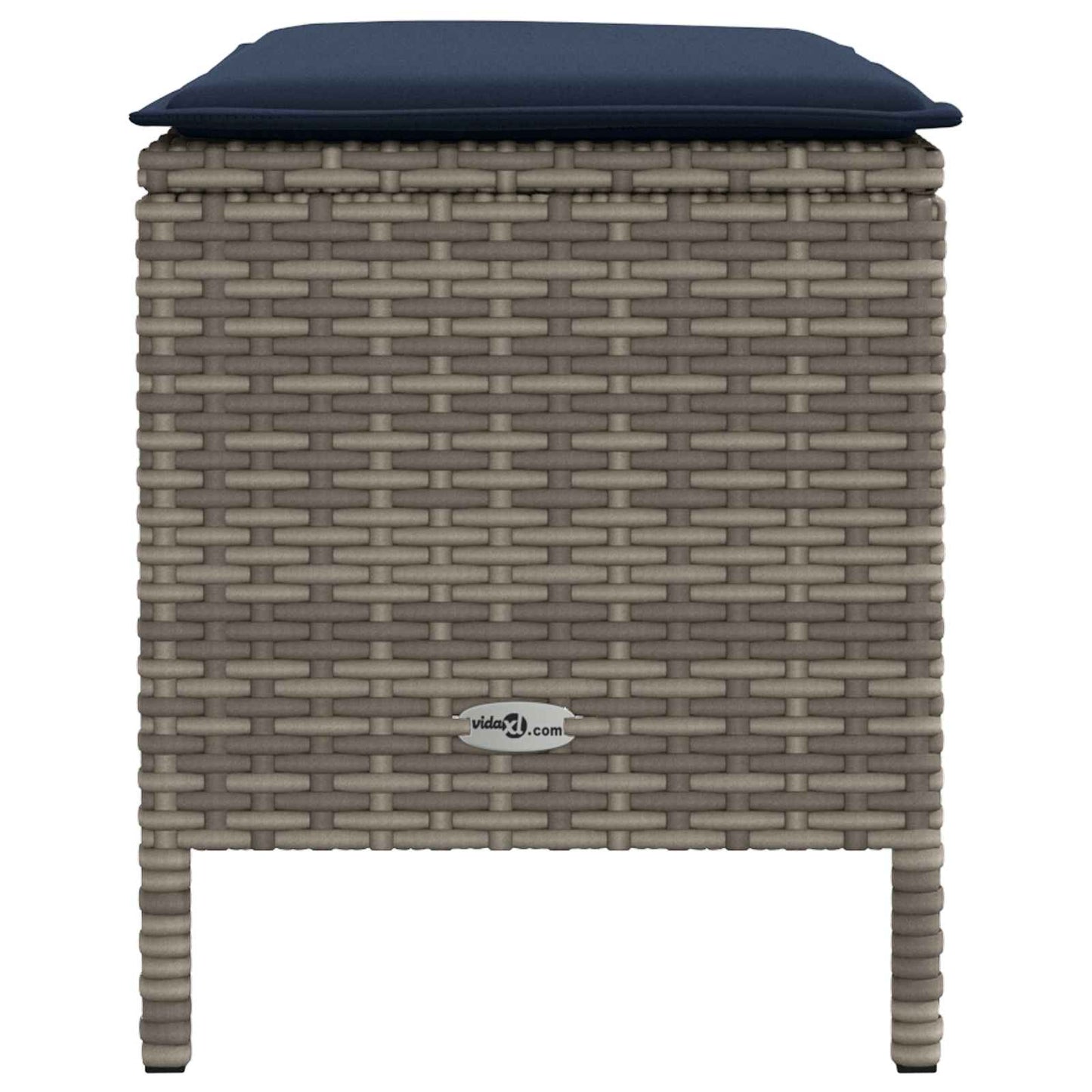 Tuinvoetenbank Grijs en Marineblauw 80 x 38 x 42 cm PE Rattan