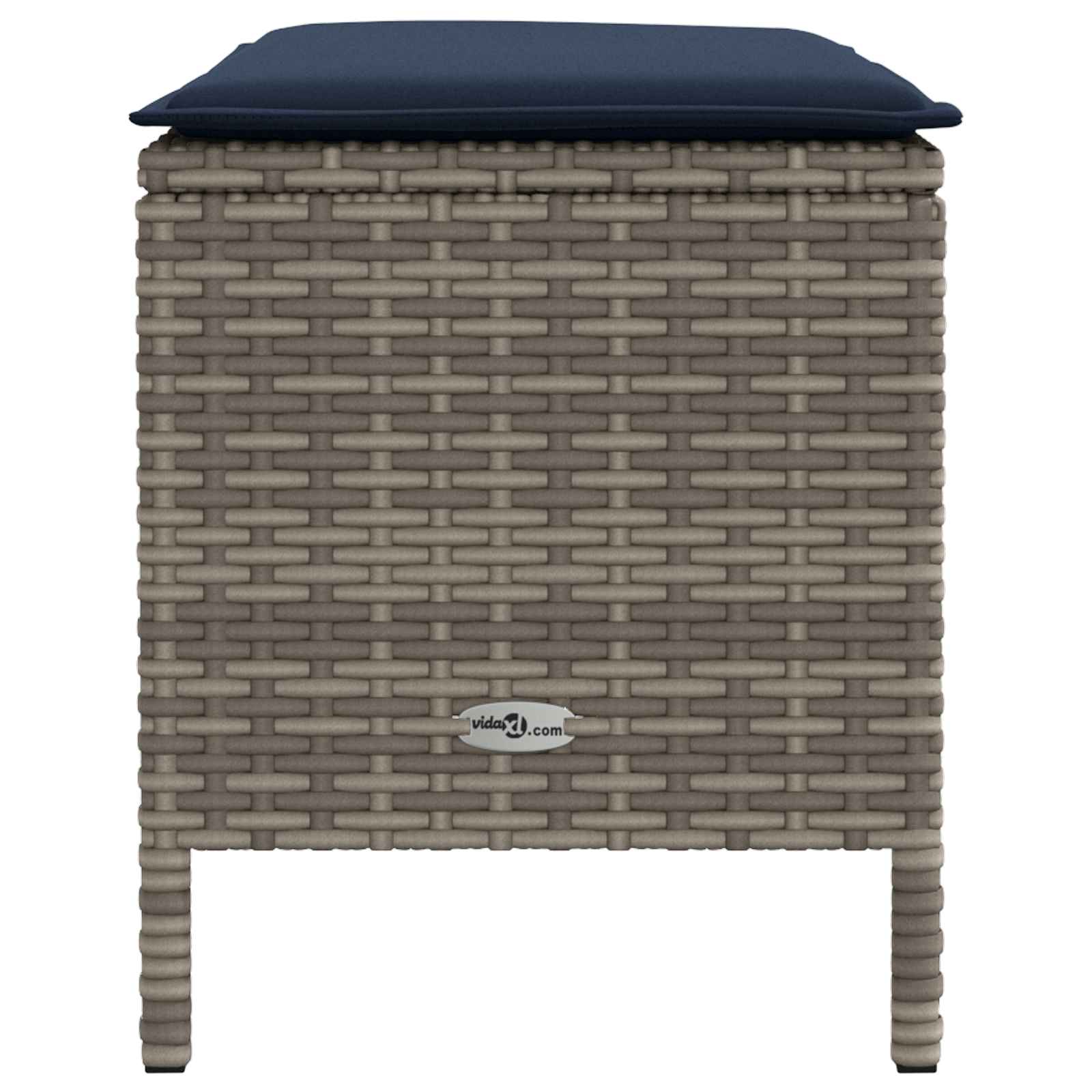Tuinvoetenbank Grijs en Marineblauw 80 x 38 x 42 cm PE Rattan