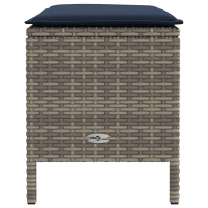 Tuinvoetenbank Grijs en Marineblauw 80 x 38 x 42 cm PE Rattan