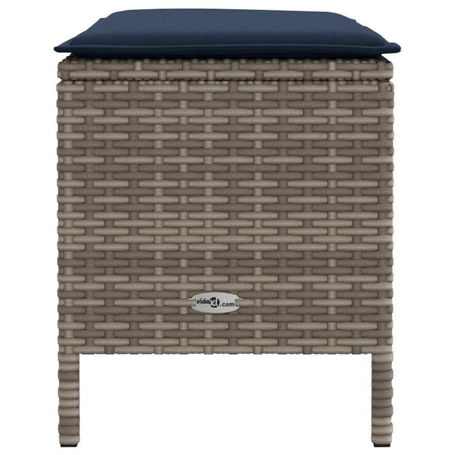 Tuinvoetenbank Grijs en Marineblauw 80 x 38 x 42 cm PE Rattan