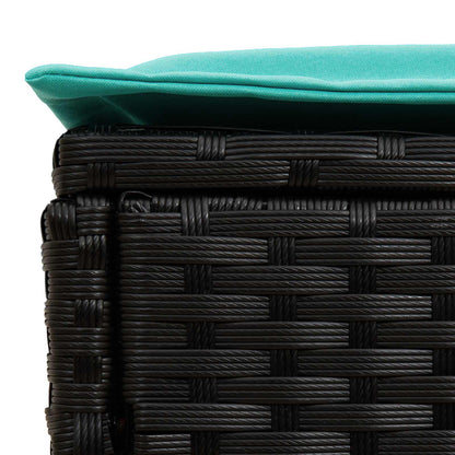 Tuinvoetenbank Zwart en Turquoise 80 x 38 x 42 cm PE Rattan