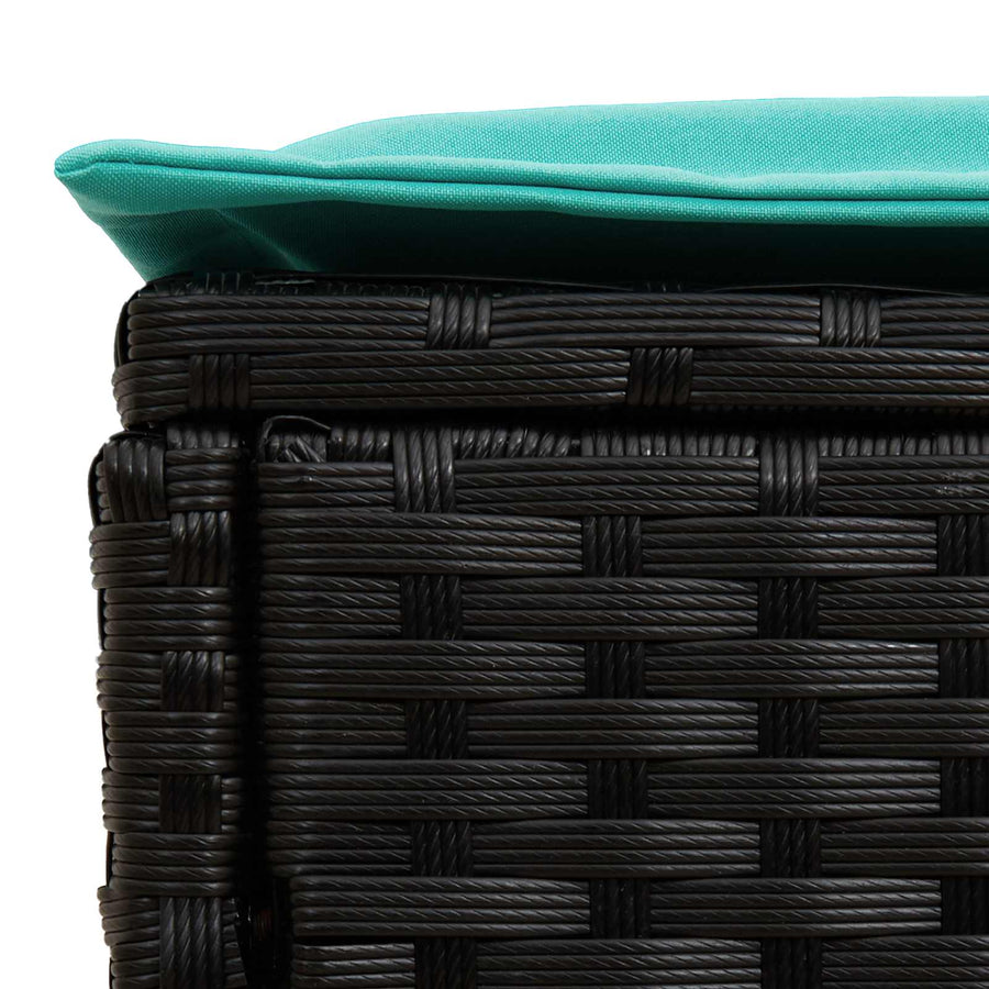 Tuinvoetenbank Zwart en Turquoise 80 x 38 x 42 cm PE Rattan