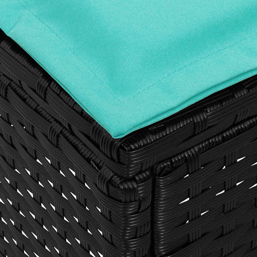 Tuinvoetenbank Zwart en Turquoise 80 x 38 x 42 cm PE Rattan