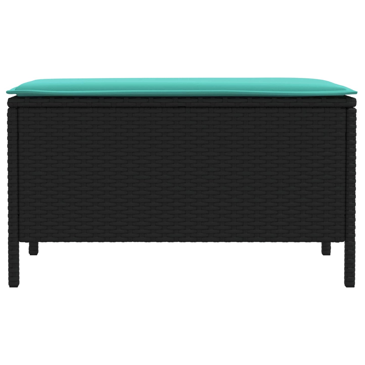 Tuinvoetenbank Zwart en Turquoise 80 x 38 x 42 cm PE Rattan