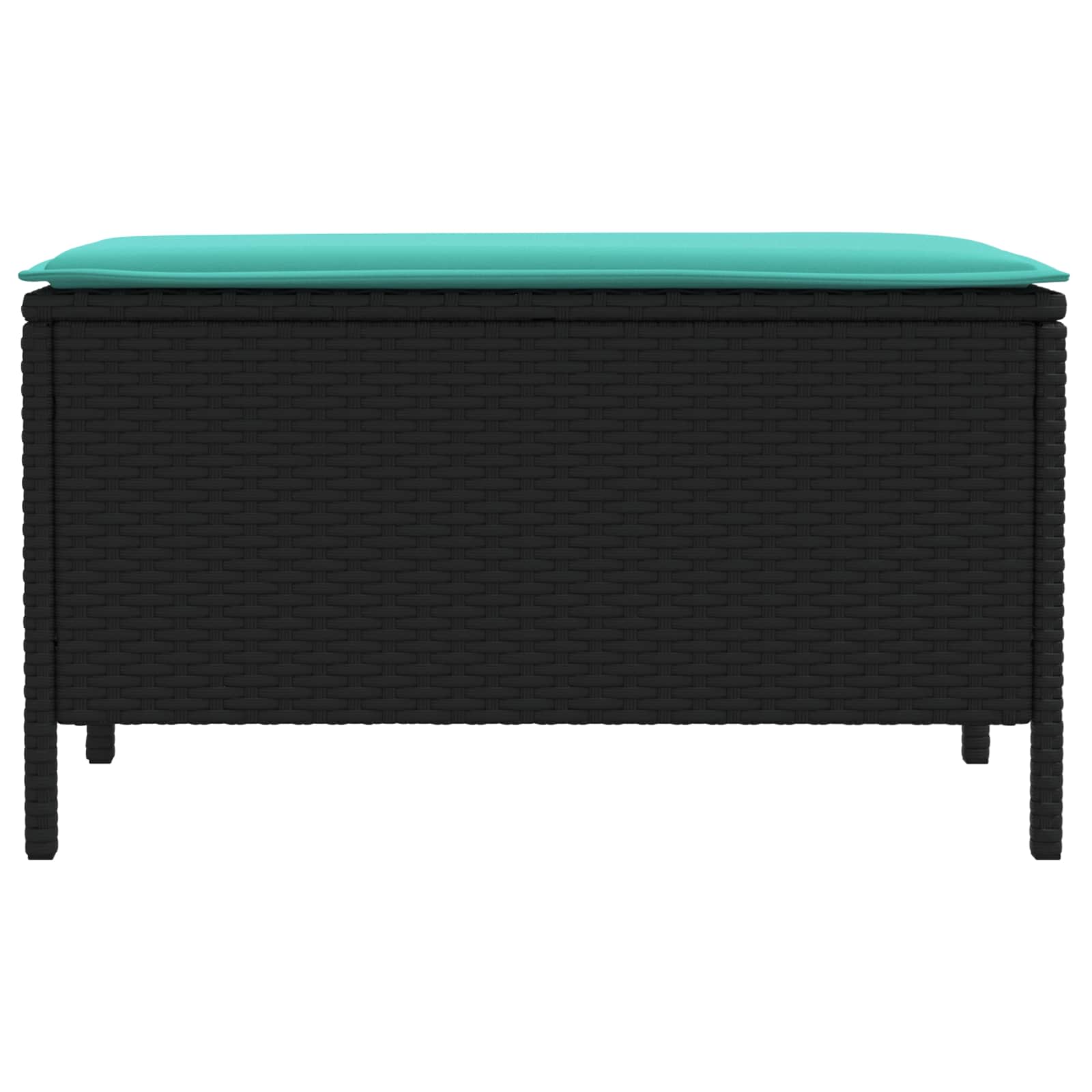 Tuinvoetenbank Zwart en Turquoise 80 x 38 x 42 cm PE Rattan