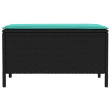 Tuinvoetenbank Zwart en Turquoise 80 x 38 x 42 cm PE Rattan