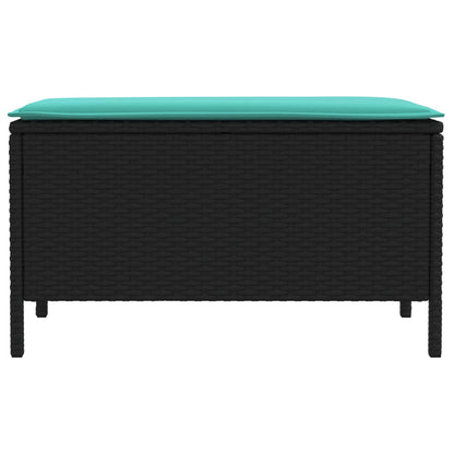 Tuinvoetenbank Zwart en Turquoise 80 x 38 x 42 cm PE Rattan