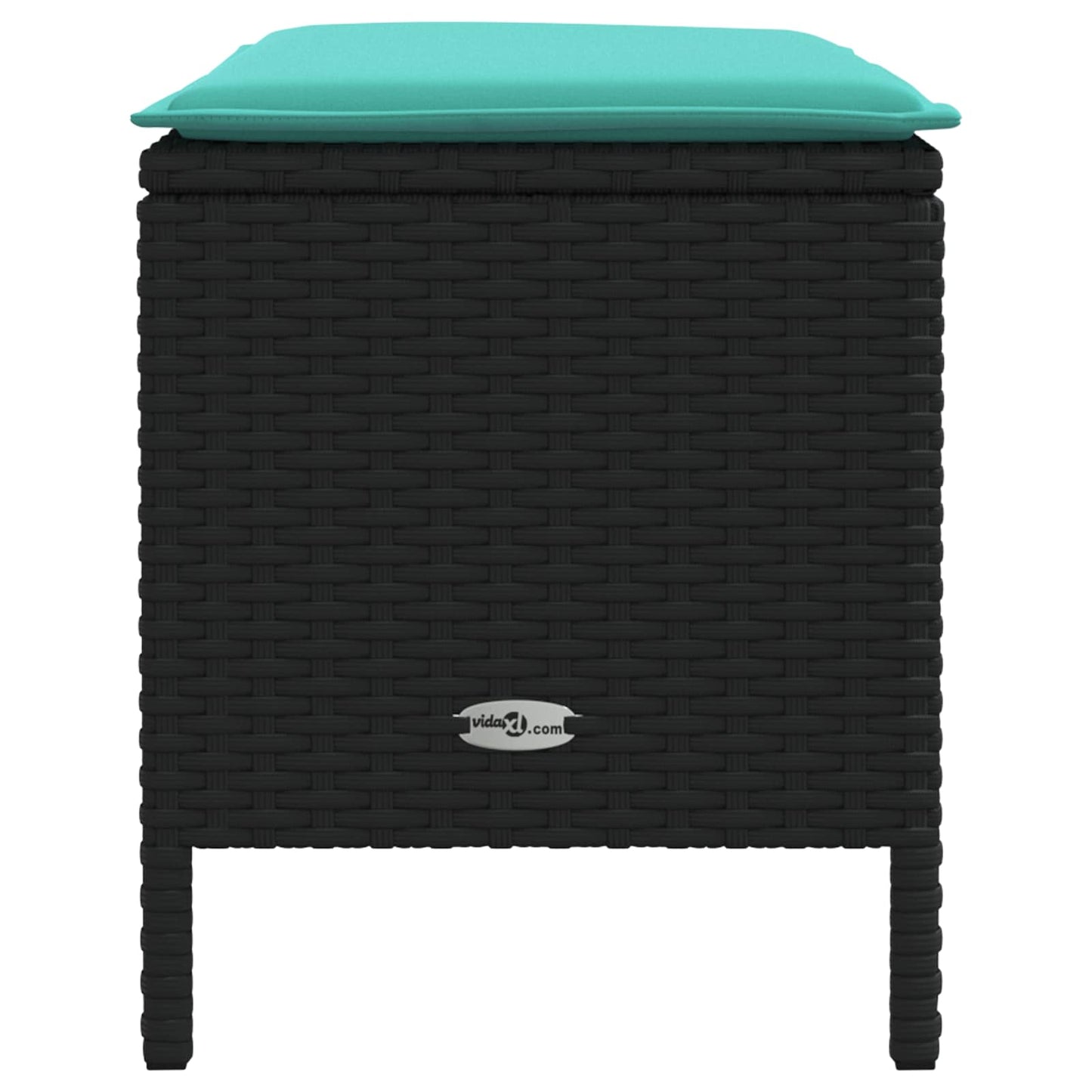 Tuinvoetenbank Zwart en Turquoise 80 x 38 x 42 cm PE Rattan