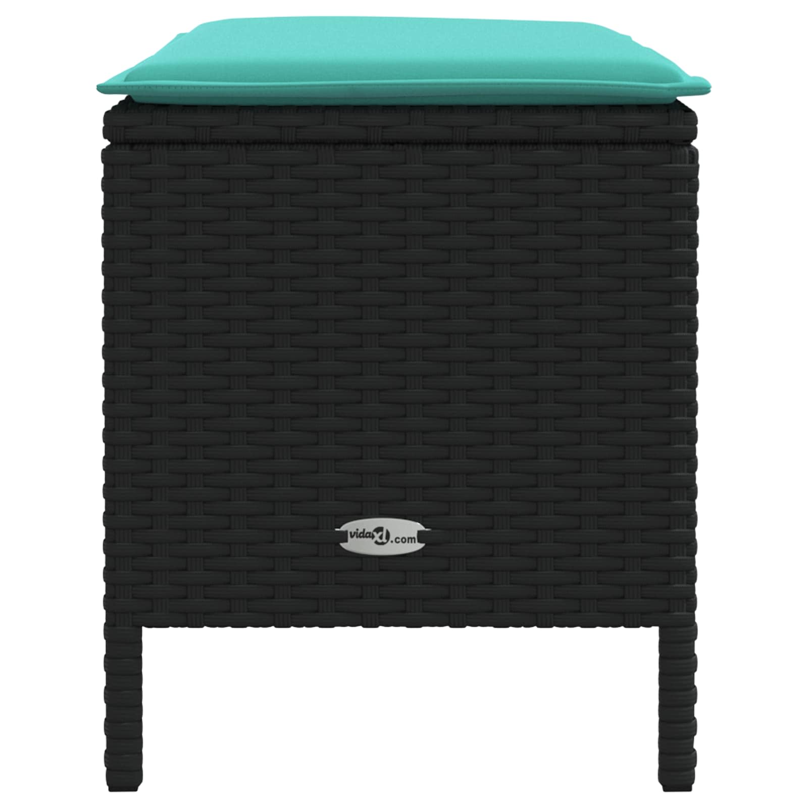 Tuinvoetenbank Zwart en Turquoise 80 x 38 x 42 cm PE Rattan