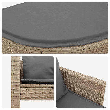 Tuinbank met kussen 8 pcs Beige en Licht Grijs poly rattan