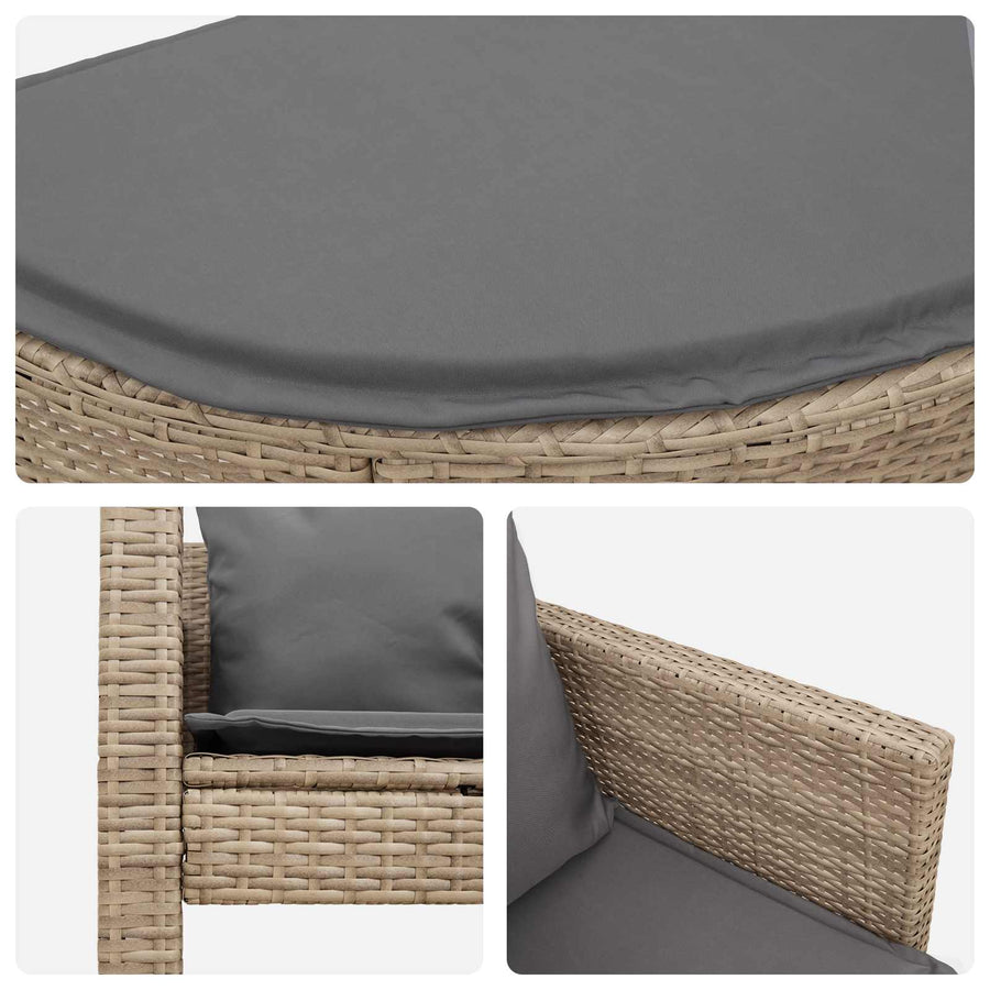 Tuinbank met kussen 8 pcs Beige en Licht Grijs poly rattan