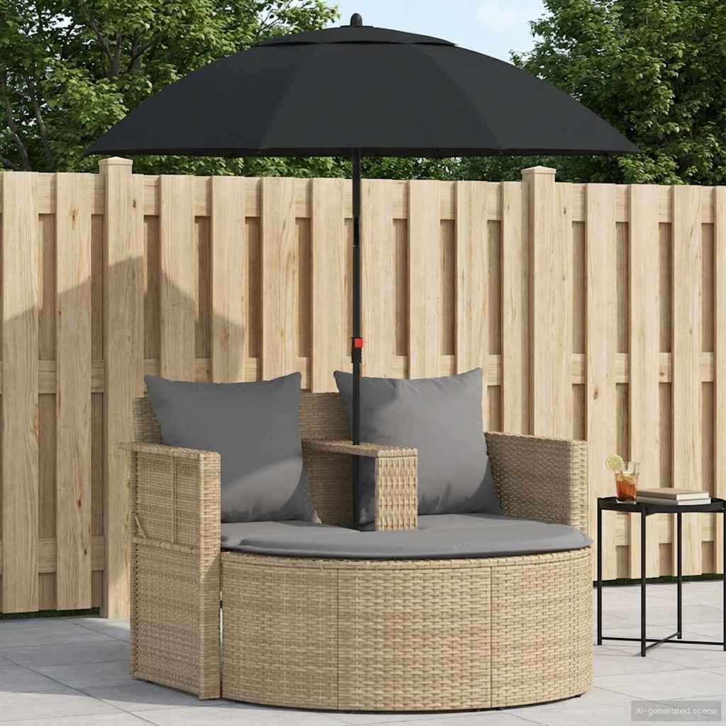 Tuinbank met kussen 8 pcs Beige en Licht Grijs poly rattan