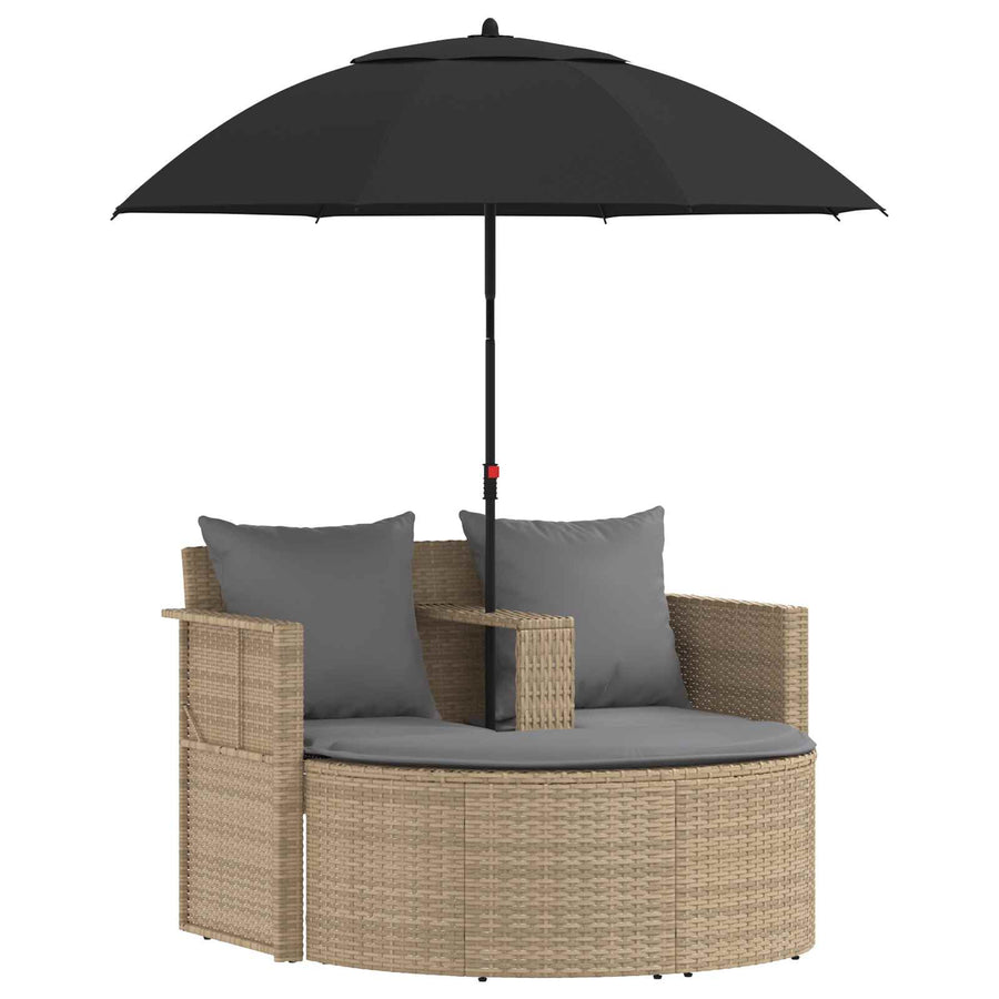 Tuinbank met kussen 8 pcs Beige en Licht Grijs poly rattan