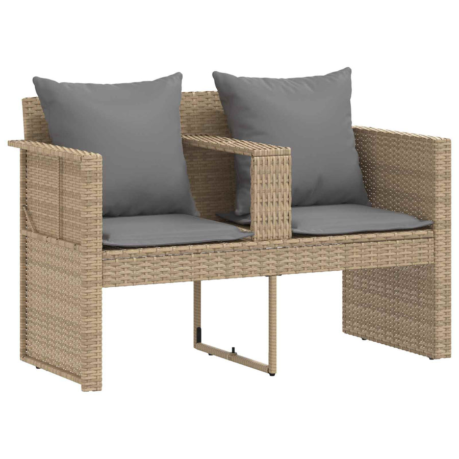 Tuinbank met kussen 8 pcs Beige en Licht Grijs poly rattan