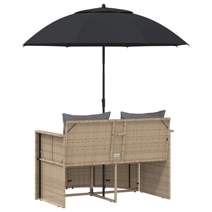 Tuinbank met kussen 8 pcs Beige en Licht Grijs poly rattan
