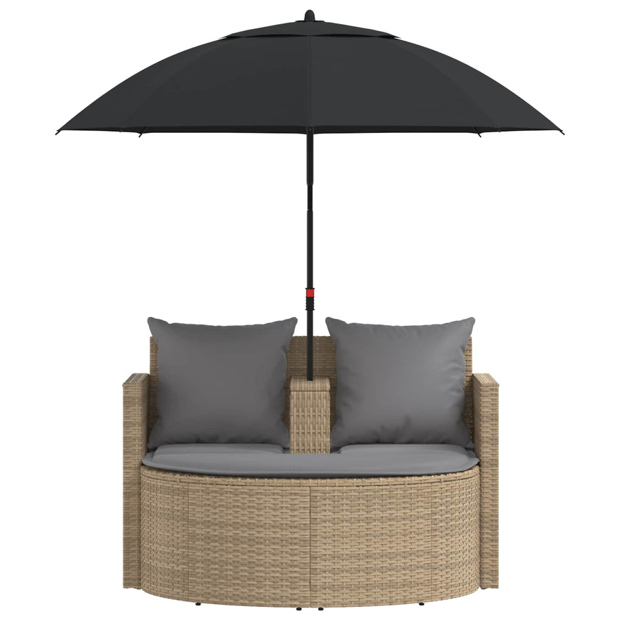 Tuinbank met kussen 8 pcs Beige en Licht Grijs poly rattan