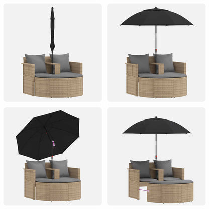 Tuinbank met kussen 8 pcs Beige en Licht Grijs poly rattan