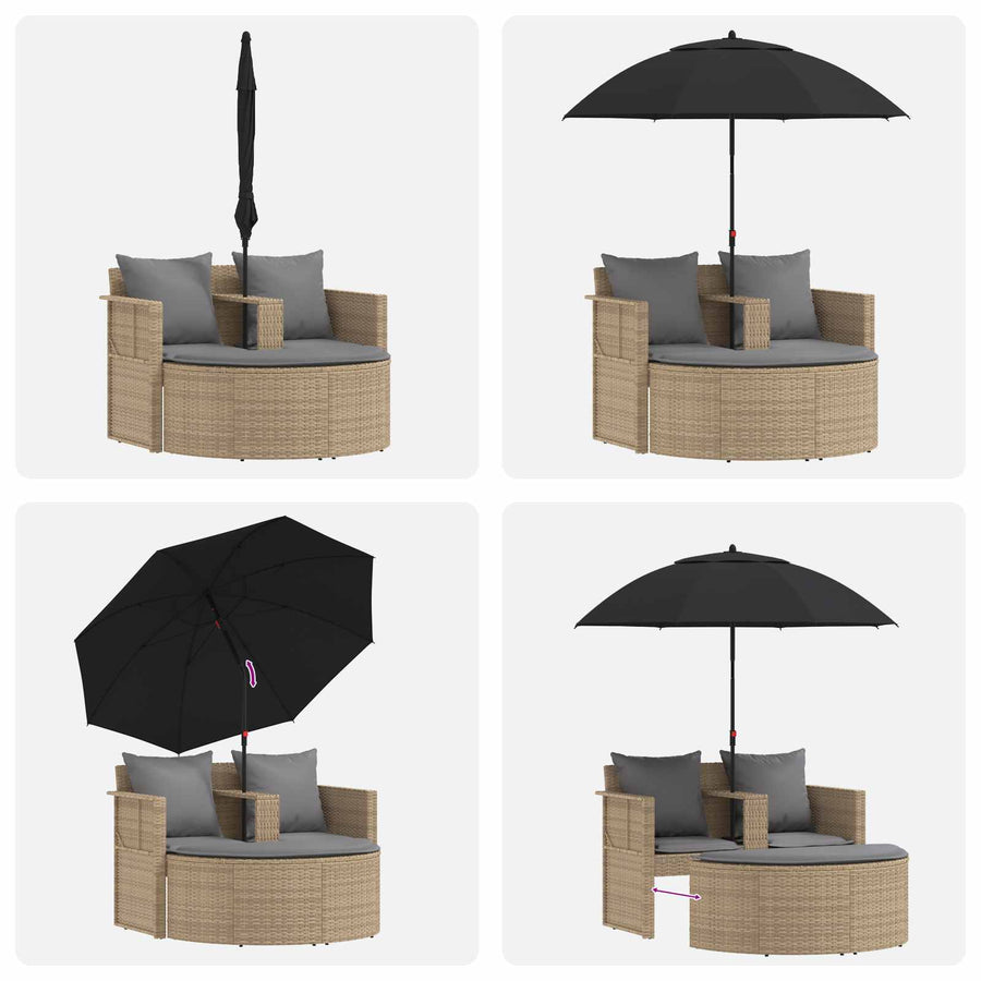Tuinbank met kussen 8 pcs Beige en Licht Grijs poly rattan