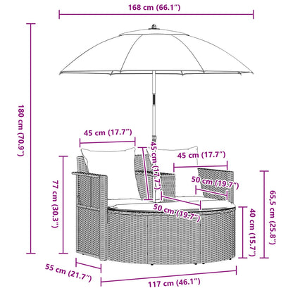 Tuinbank met kussen 8 pcs Beige en Licht Grijs poly rattan