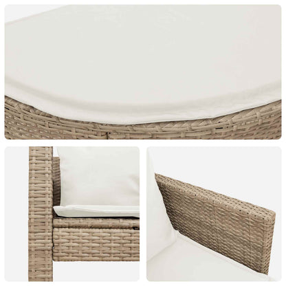 Tuinbankstel met kussen 8 pcs Beige en Crème Wit poly rattan